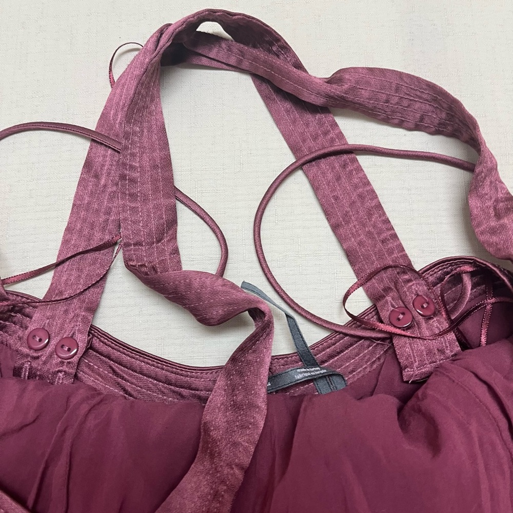Anthropologie size 12 mauve satin cross back midi dress - Picture 9 of 15
